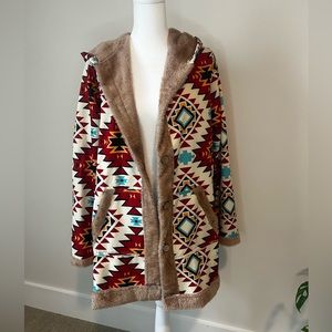 Fur lined button down coat. Lightweight. Brand: Loveu.dear Size Large. Polyester